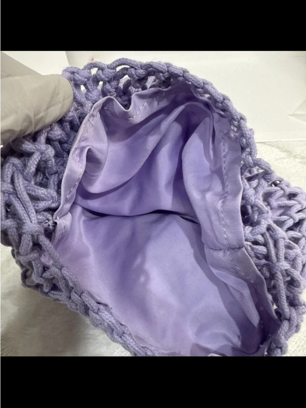 Neiman Marcus Lavender Crochet Net Bag - Picture 5 of 7